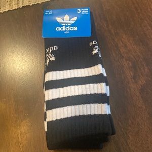 Adidas 3 Pack Black Athletic Socks 6-12